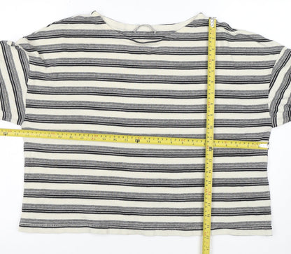 AllSaints Womens White Striped Long Sleeve Cotton T-Shirt Size M