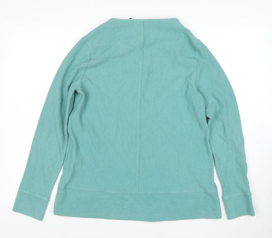 Lands' End Women Green M Pullover Long Sleeve Sweatshirt Cotton Blend