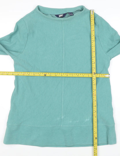 Lands' End Women Green M Pullover Long Sleeve Sweatshirt Cotton Blend