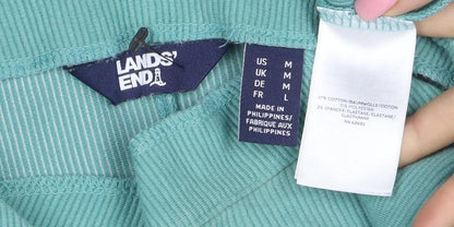 Lands' End Women Green M Pullover Long Sleeve Sweatshirt Cotton Blend