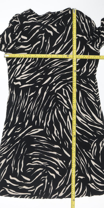Marks and Spencer Women’s Black Animal Print Shift Dress Size 12
