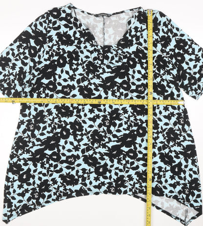 Bonmarché Women’s Blue Floral Viscose Tunic Blouse Size 20