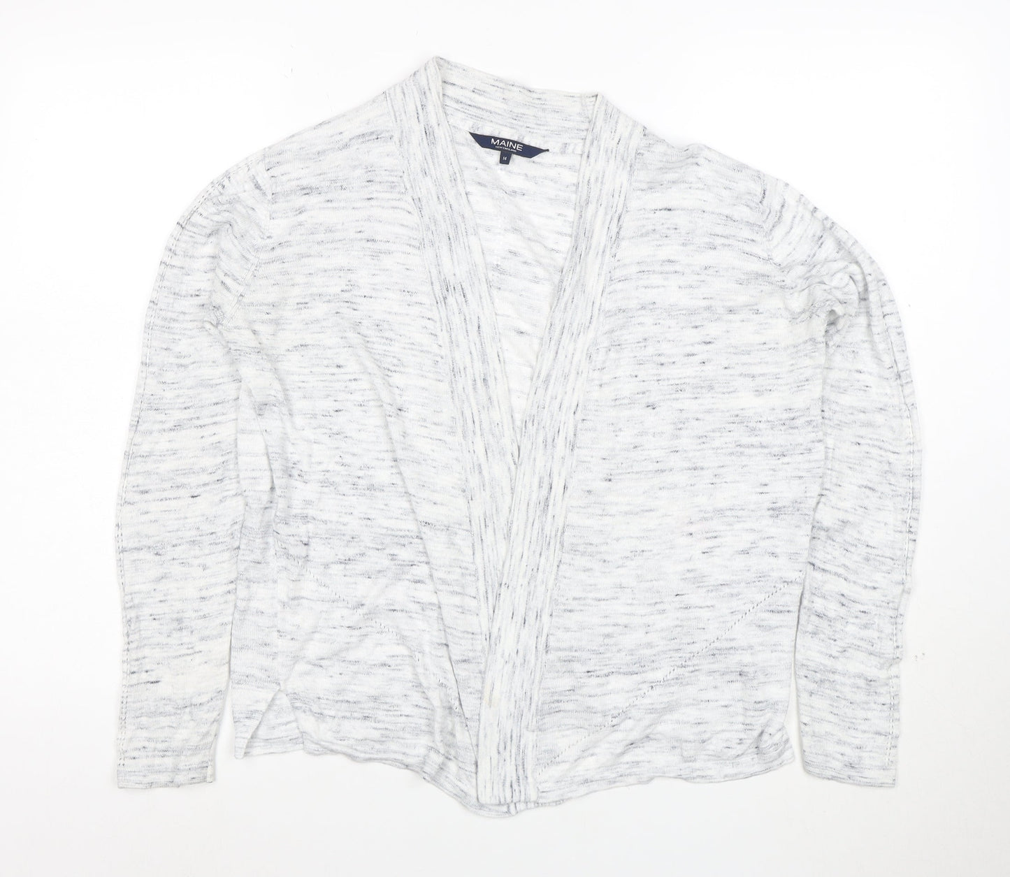 Maine New England Women's White Knit Open Cardigan Size 14
