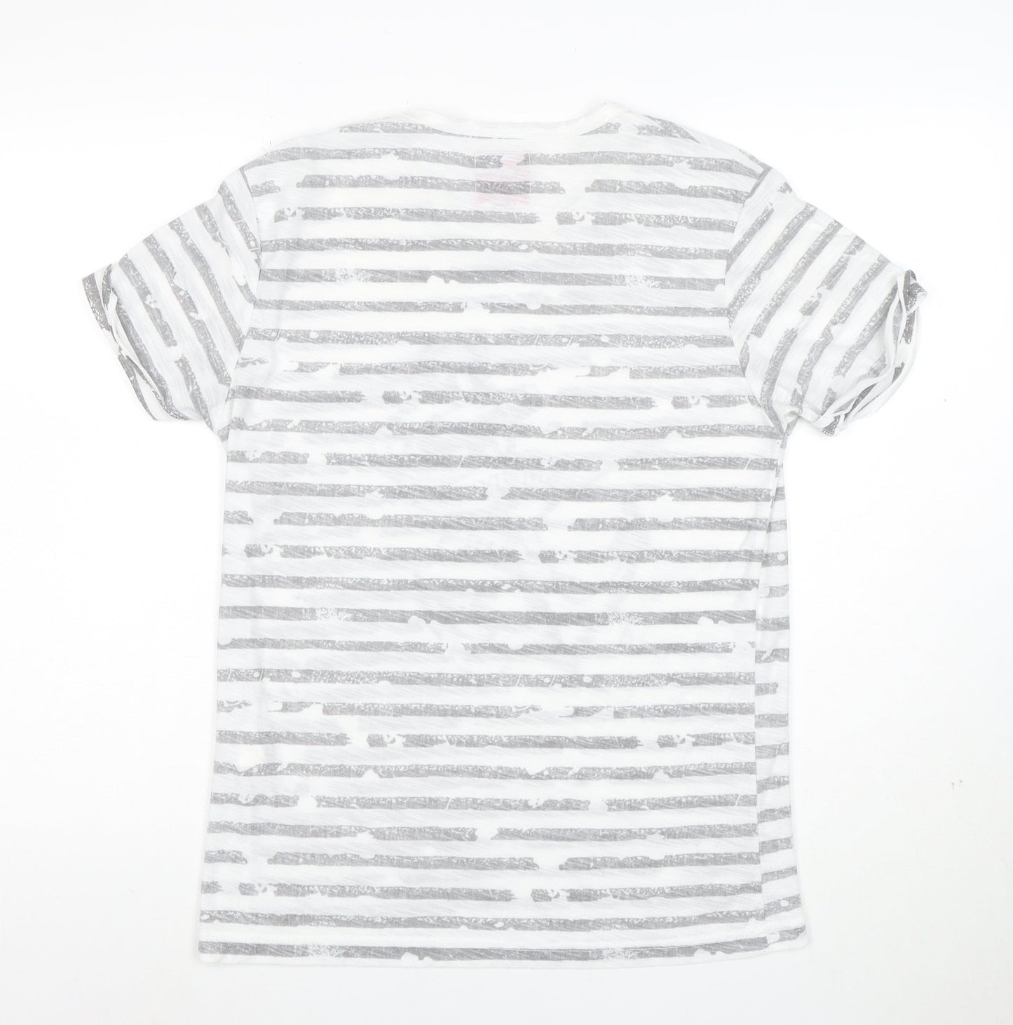 Cedar Wood State Women's White Nautical Stripe Anchor T-Shirt Size M