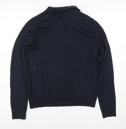 Kin by John Lewis Women's Navy Blue Wool Henley Jumper Size M