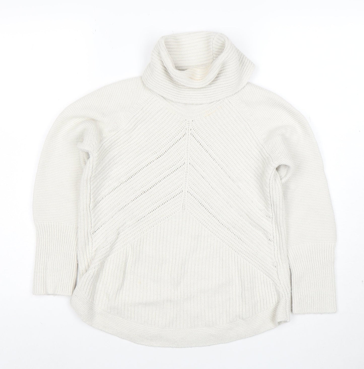 Noosnow Women's Ivory Roll Neck Chunky Knit Jumper Size S