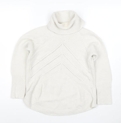 Noosnow Women's Ivory Roll Neck Chunky Knit Jumper Size S