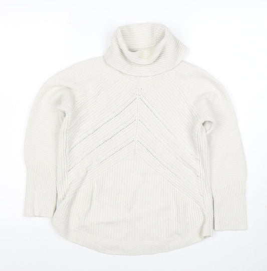 Noosnow Women's Ivory Roll Neck Chunky Knit Jumper Size S