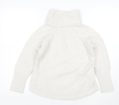Noosnow Women's Ivory Roll Neck Chunky Knit Jumper Size S