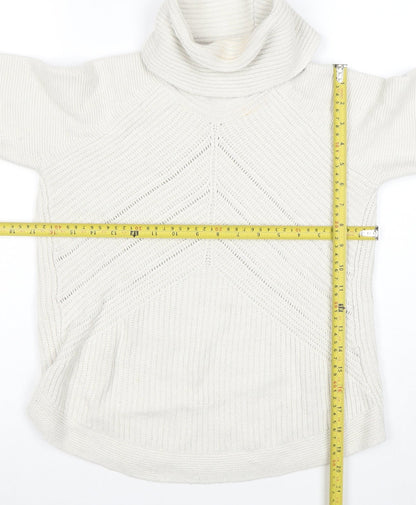 Noosnow Women's Ivory Roll Neck Chunky Knit Jumper Size S