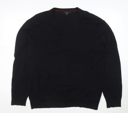 Next Men’s Black Cotton V-Neck Jumper Size L Classic Knit