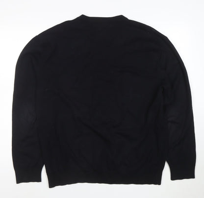 Next Men’s Black Cotton V-Neck Jumper Size L Classic Knit