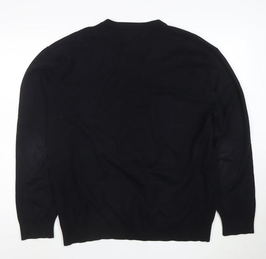 Next Men’s Black Cotton V-Neck Jumper Size L Classic Knit