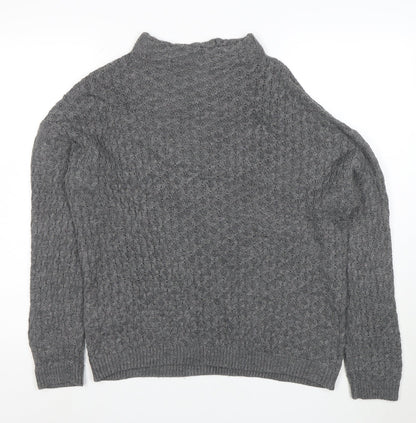 Mango Women Grey Cable-Knit Mock Neck Acrylic Jumper XS