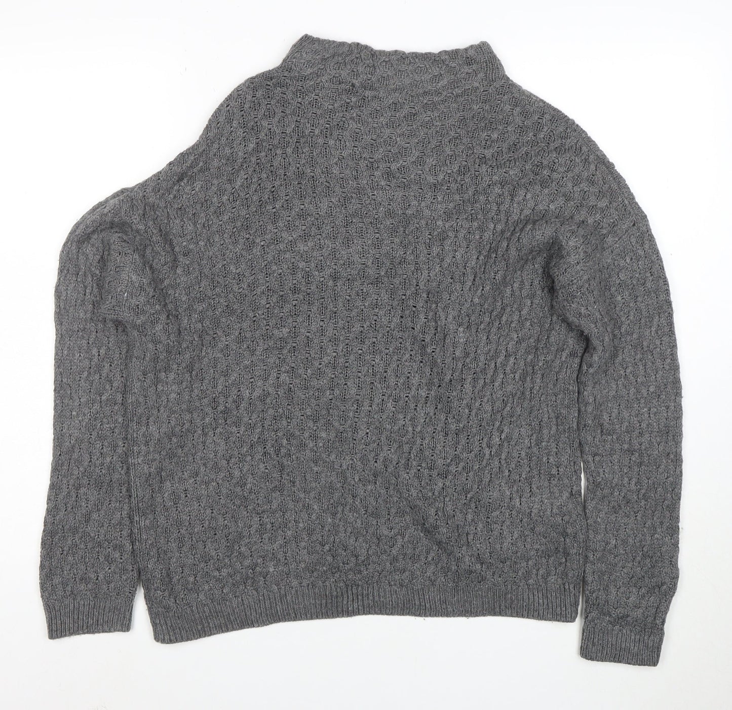 Mango Women Grey Cable-Knit Mock Neck Acrylic Jumper XS