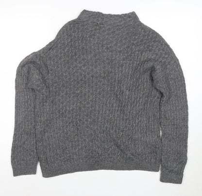 Mango Women Grey Cable-Knit Mock Neck Acrylic Jumper XS