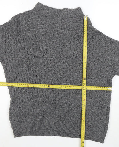 Mango Women Grey Cable-Knit Mock Neck Acrylic Jumper XS