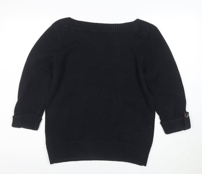 Marks and Spencer Women’s Black Cotton Boat Neck Pullover Jumper UK 18