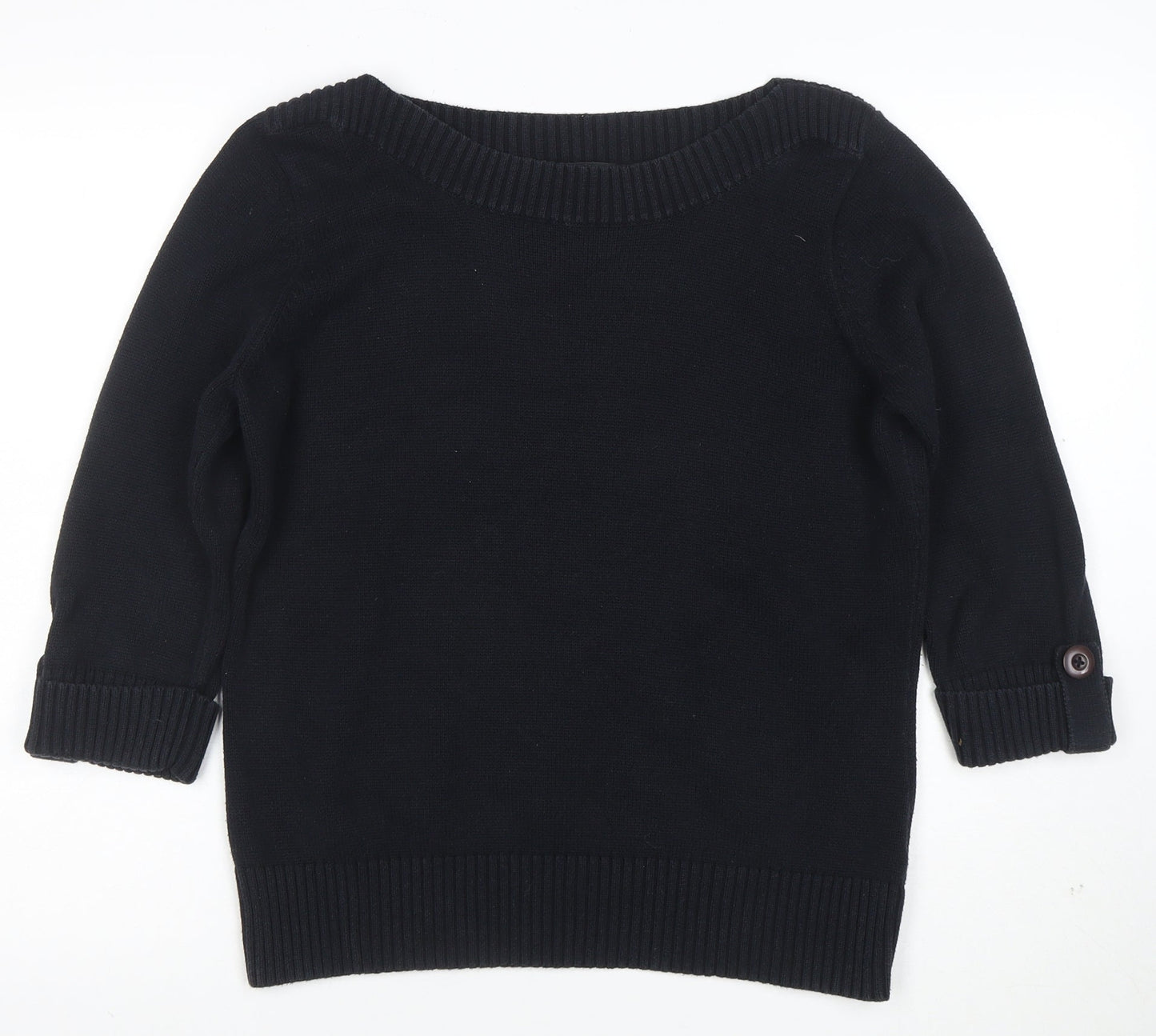 Marks and Spencer Women’s Black Cotton Boat Neck Pullover Jumper UK 18