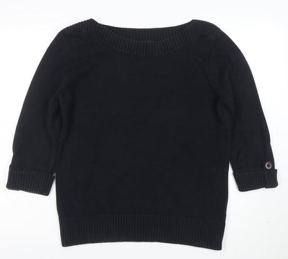 Marks and Spencer Women’s Black Cotton Boat Neck Pullover Jumper UK 18