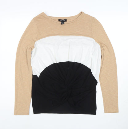 New Look Women Beige Colour Block Twist Front Jumper Size M