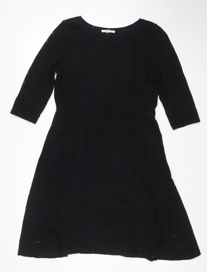 White Stuff Women's Black A-Line 3/4 Sleeve Dress Size 14