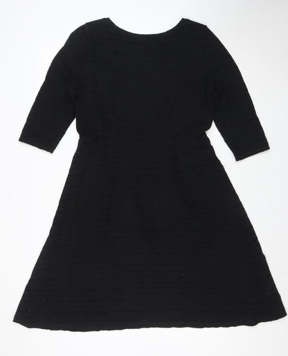 White Stuff Women's Black A-Line 3/4 Sleeve Dress Size 14