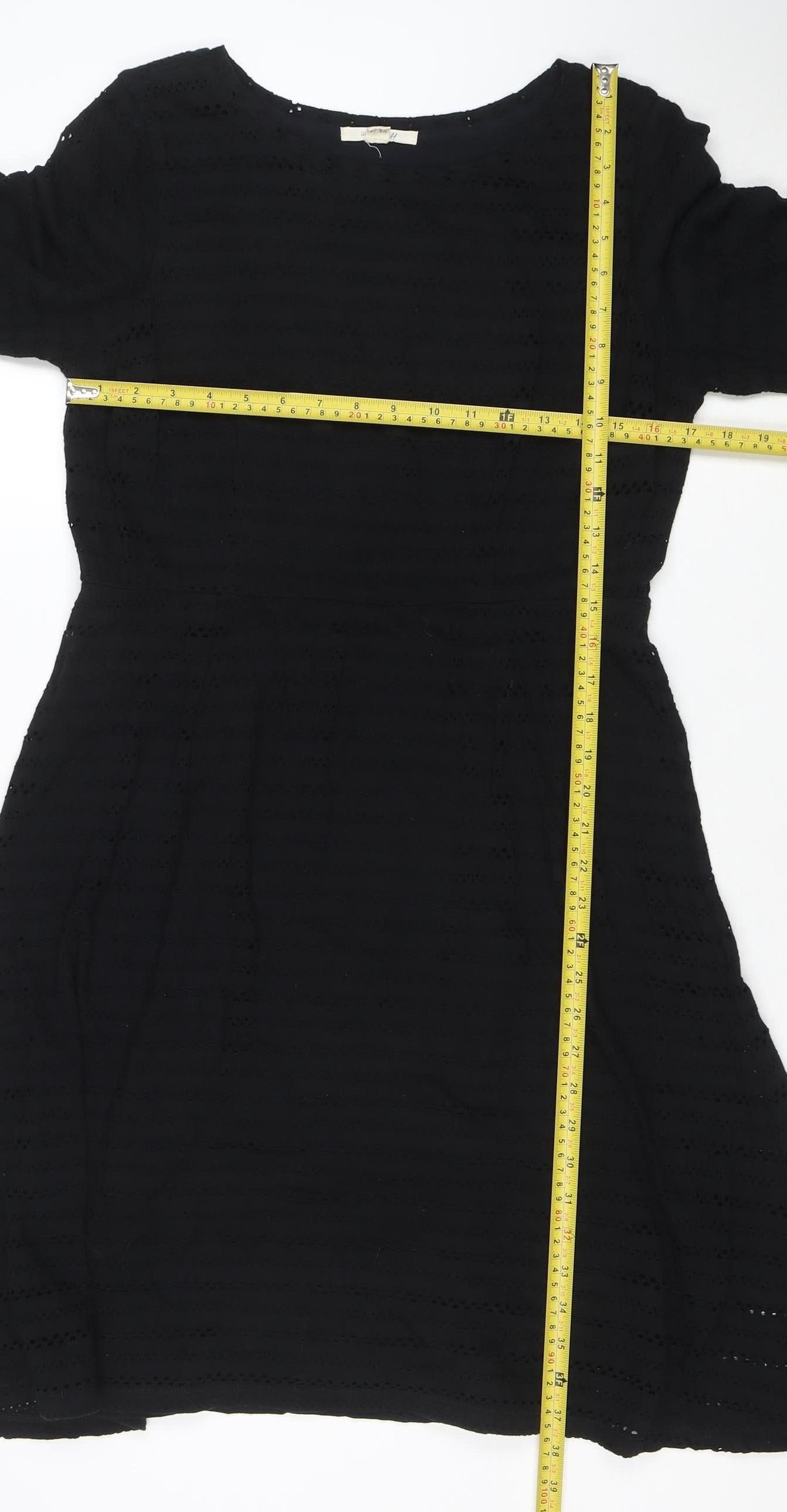 White Stuff Women's Black A-Line 3/4 Sleeve Dress Size 14