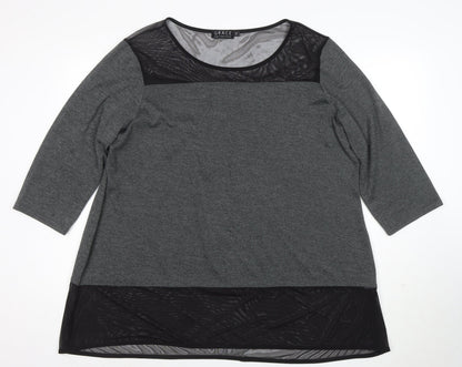 Grace Womens Grey 3/4 Sleeve Jersey Tunic Blouse Size 24