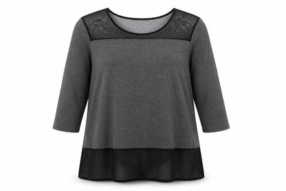 Grace Womens Grey 3/4 Sleeve Jersey Tunic Blouse Size 24