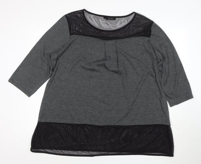 Grace Womens Grey 3/4 Sleeve Jersey Tunic Blouse Size 24