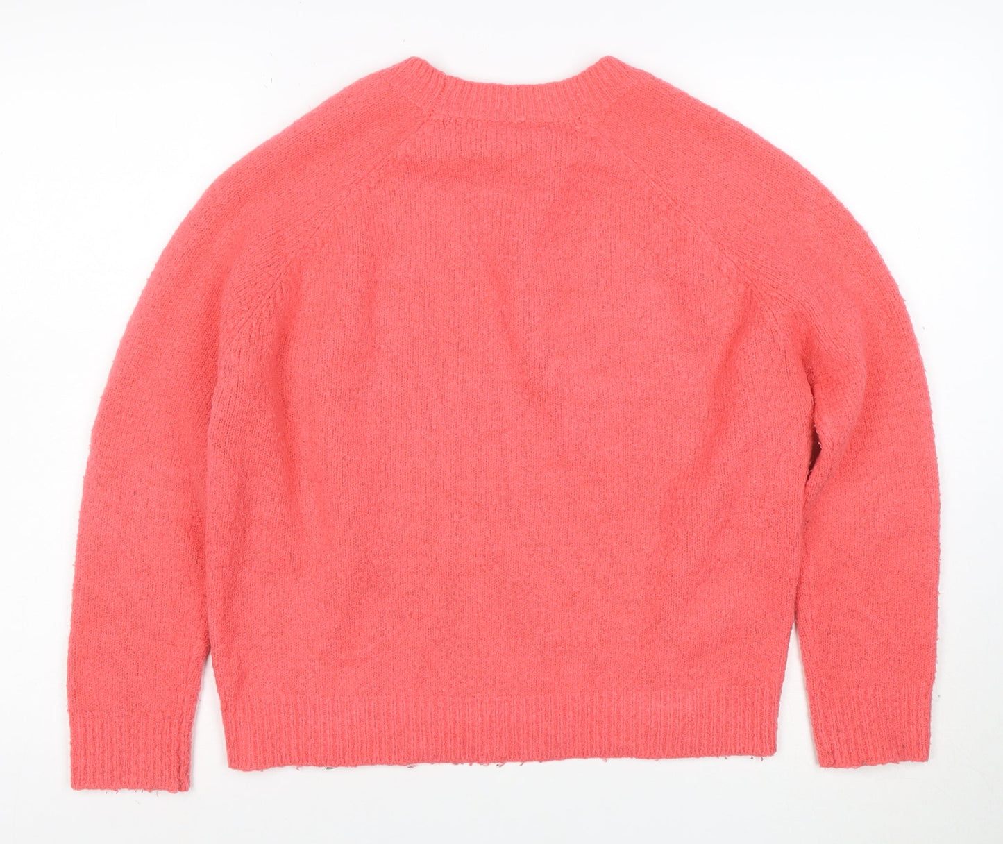 Oliver Bonas Women Pink Crew Neck Zip Hem Knit Jumper Size 10