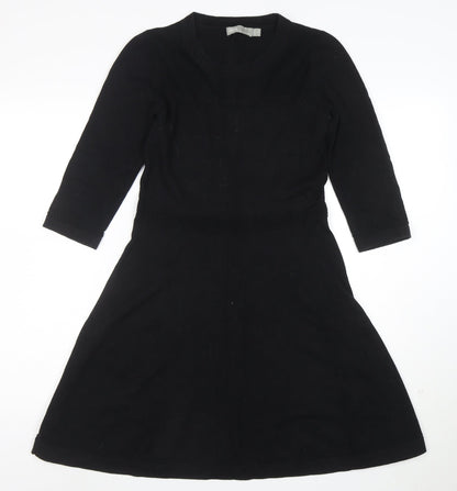 ASOS Women’s Black Knit A-Line Dress Size 8 3/4 Sleeve Crew Neck