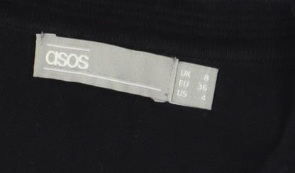 ASOS Women’s Black Knit A-Line Dress Size 8 3/4 Sleeve Crew Neck