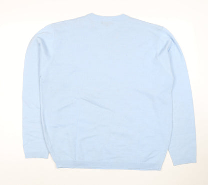 Thomas Nash Men's Blue Argyle V-Neck Acrylic Jumper M