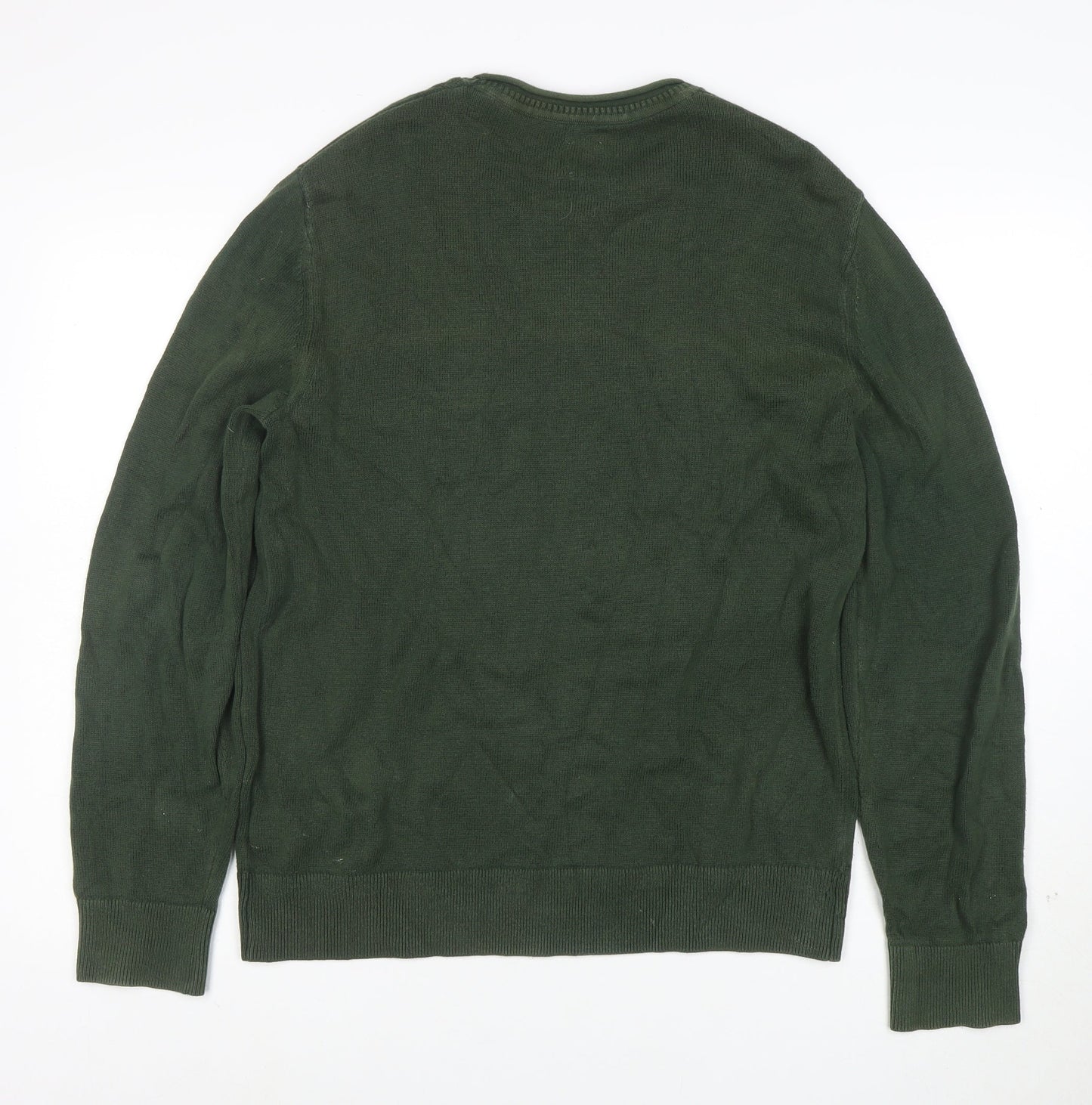 GAP Men's Green Cotton Crew Neck Pullover Jumper Size S