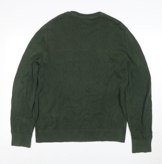 GAP Men's Green Cotton Crew Neck Pullover Jumper Size S