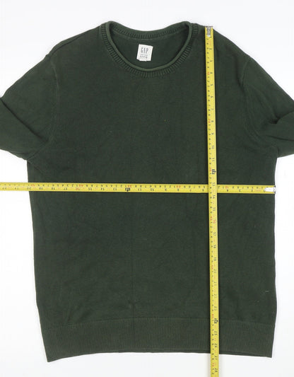 GAP Men's Green Cotton Crew Neck Pullover Jumper Size S