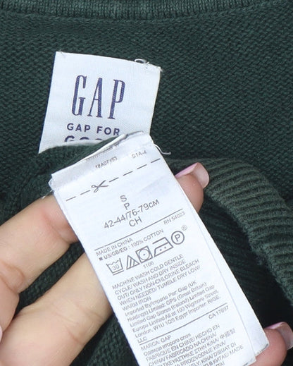 GAP Men's Green Cotton Crew Neck Pullover Jumper Size S