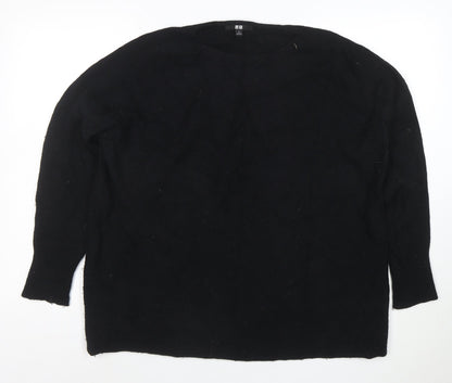 Uniqlo Women's Black Wool Blend Crew Neck Pullover Jumper Size S