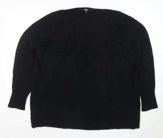 Uniqlo Women's Black Wool Blend Crew Neck Pullover Jumper Size S