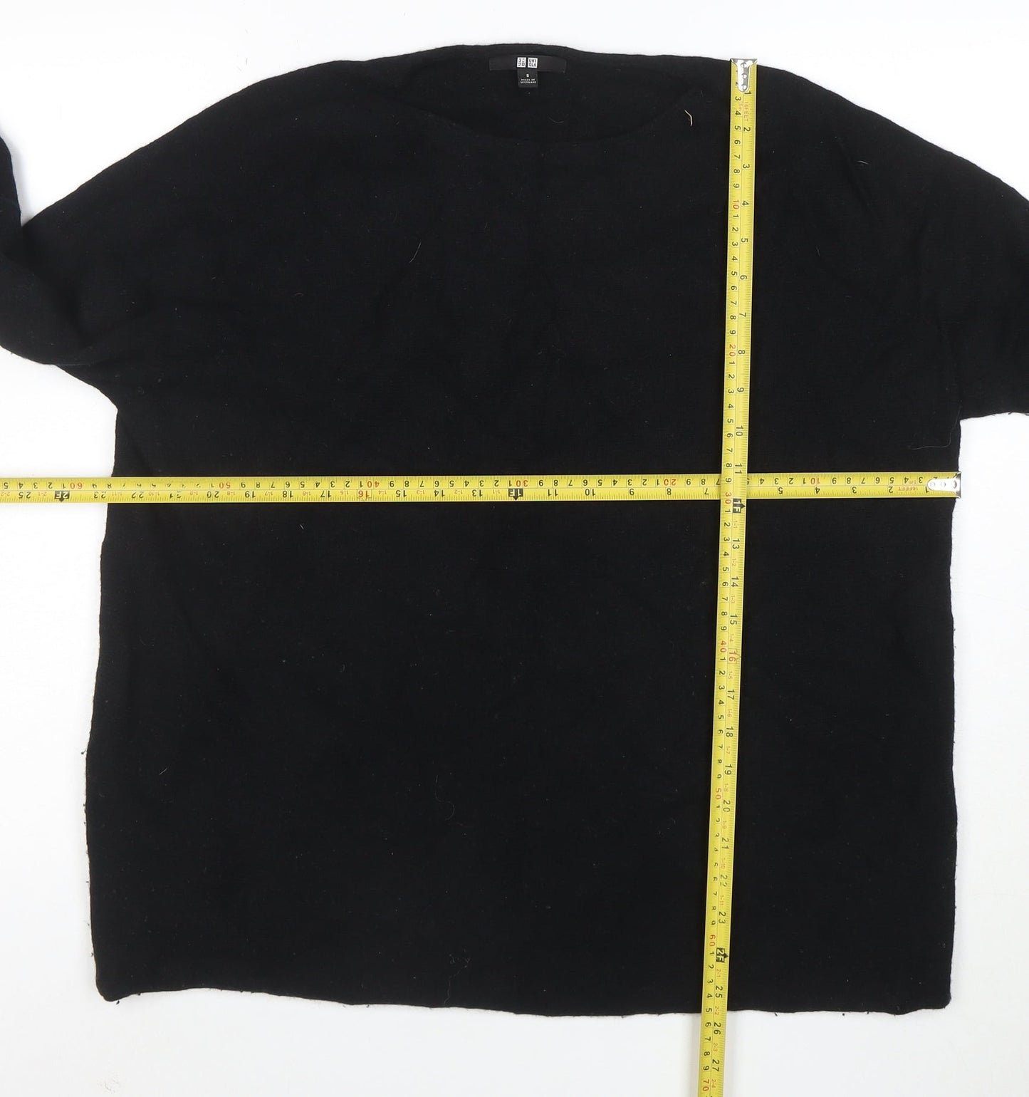 Uniqlo Women's Black Wool Blend Crew Neck Pullover Jumper Size S
