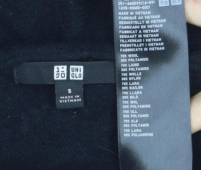 Uniqlo Women's Black Wool Blend Crew Neck Pullover Jumper Size S