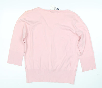 M&Co Women Pink V-Neck Cotton Blend Pullover Jumper XXL