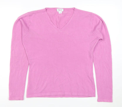 Opus Women's Pink V-Neck Long Sleeve Acrylic Knit Top Size S