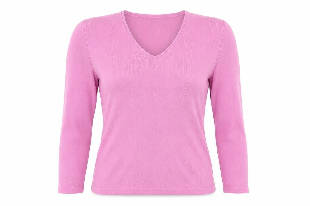 OPUS Women's Pink V-Neck Long Sleeve Acrylic Knit Top Size S
