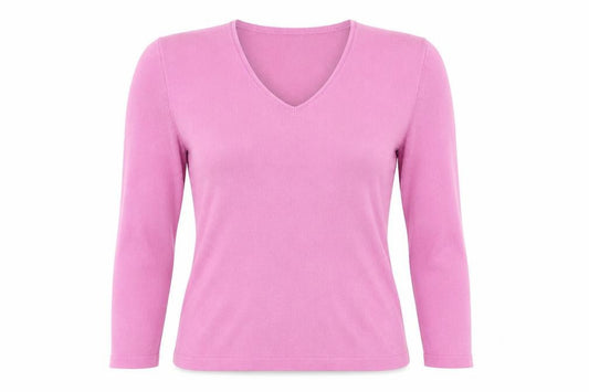 OPUS Women's Pink V-Neck Long Sleeve Acrylic Knit Top Size S