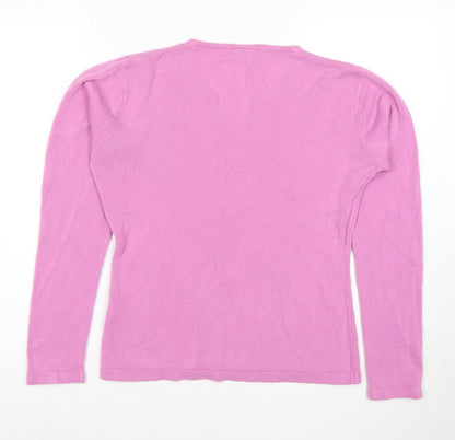 Opus Women's Pink V-Neck Long Sleeve Acrylic Knit Top Size S