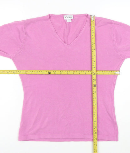 Opus Women's Pink V-Neck Long Sleeve Acrylic Knit Top Size S