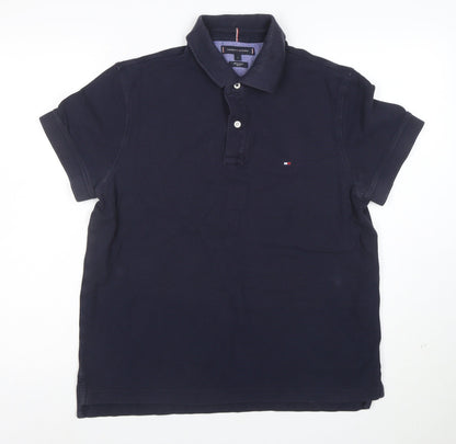 Tommy Hilfiger Men's Blue Slim Fit Premium Pique Polo L